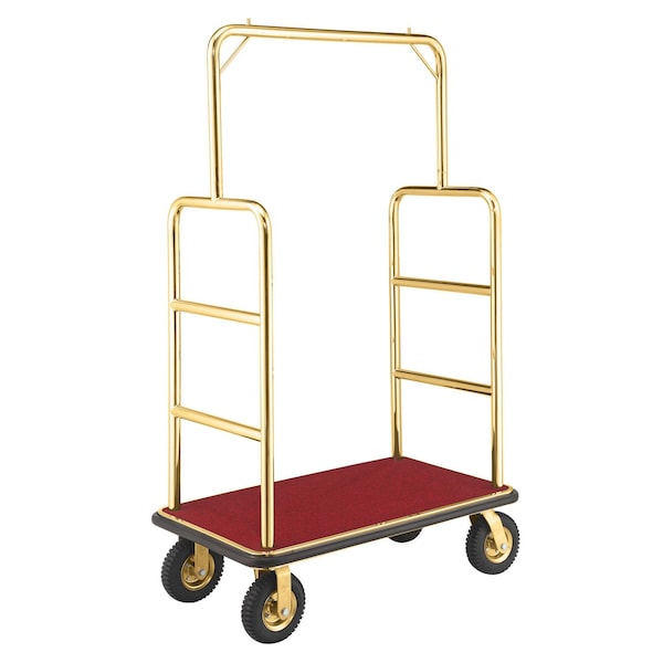Global Industrial Gold Stainless Steel Bellman Cart Straight Uprights 8 Pneumatic Casters, 41-1/4L x 24W x 75H 985117GD - main
